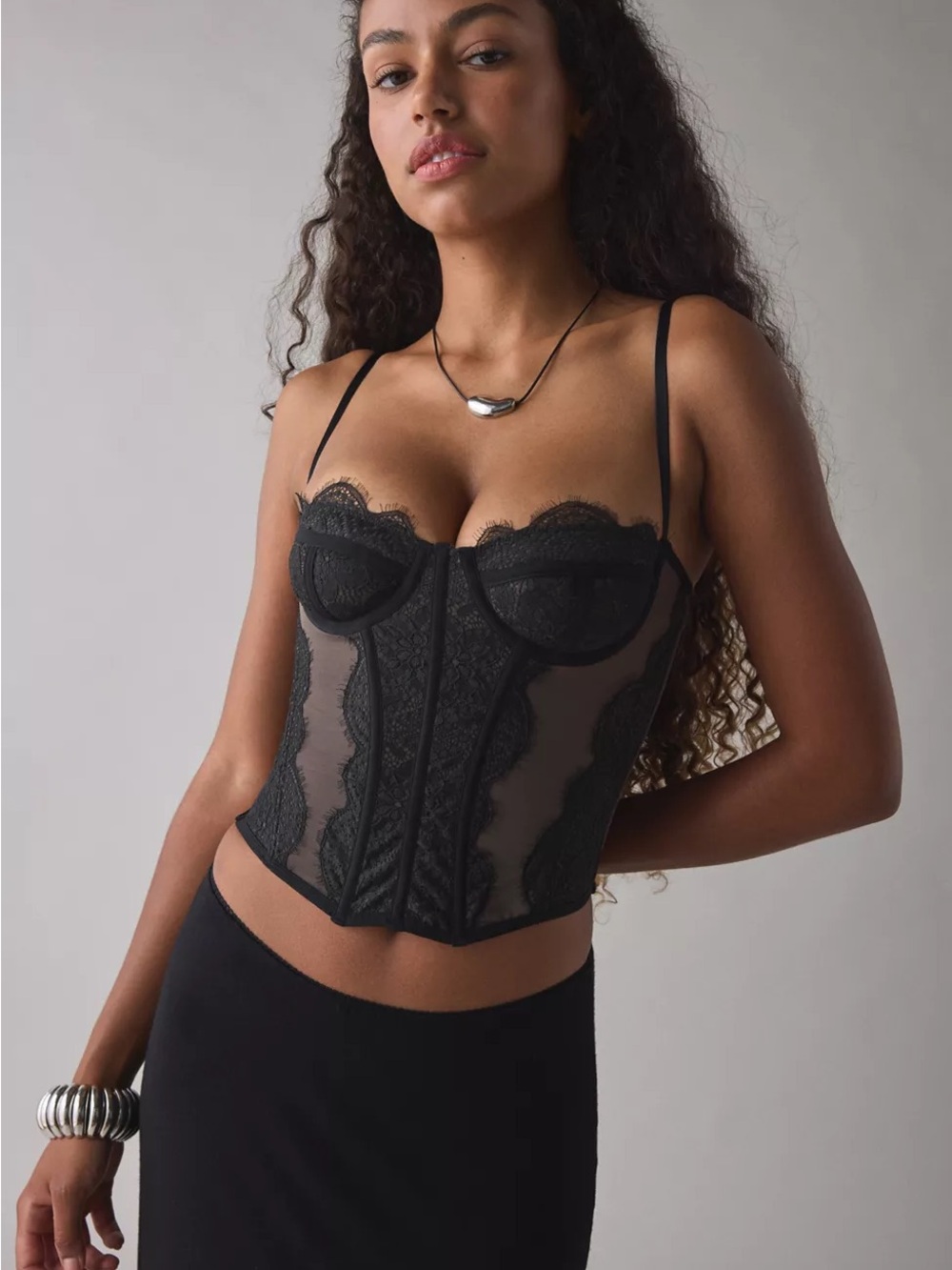 Urban Outfitters Black Lace Corset Bustier Top